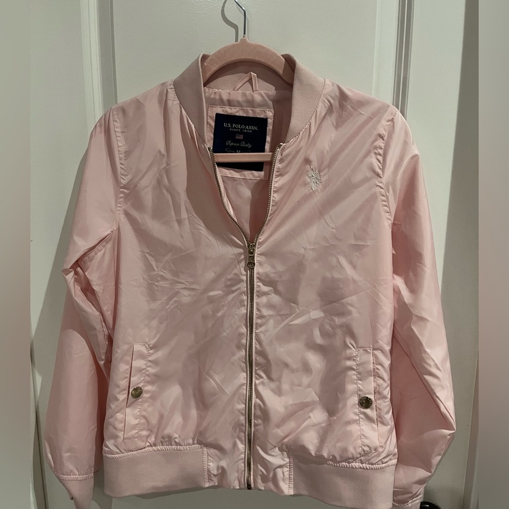 Stylish pink polo bomber jacket
